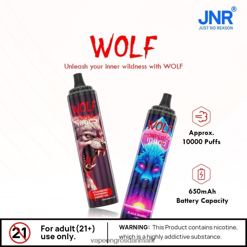 Vape Engros Danmark fersken is RLD6X102 JNR WOLF NIPLO